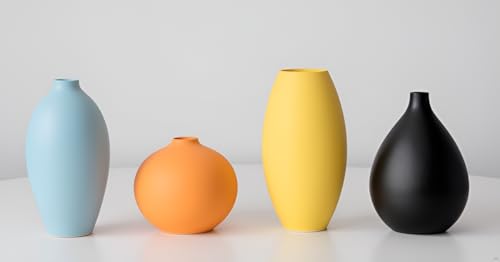Small Ceramic Matte Vase Set 4 for Modern Home Decor Flower Decoration Office,Bookdesk, Bookshelf, Centerpieces, Tables, Living Room, Dining Table, Bedroom Shelf Entryway Ornament Gift - size: Vase Set 4 S2