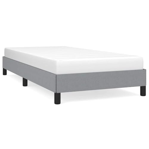 Twin XL Bed Frame Light Grey Upholstered Platform Base 81.1 x 40.6 x 16 in, Breathable Polyester Fabric on Plywood & Engineered Wood, Matte Finish for Bedroom Guest Dorm - color: Grey, size: Twin XL