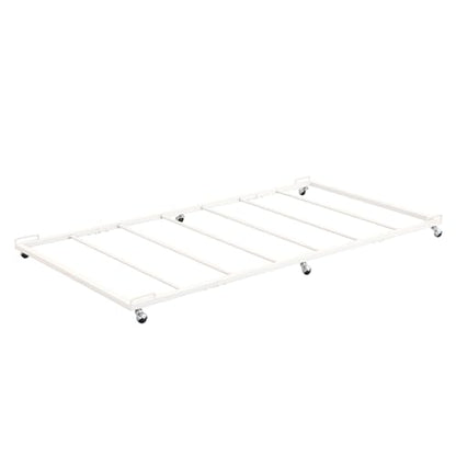 Kings Brand Twin Metal Roll-Out Trundle Bed Frame with Slats, White | Twin Roll-Out Trundle Bed – Provides Extra Sleeping Space for Guests, Kids, and Sleepovers, Fits Neatly Under Most Daybeds - color: White