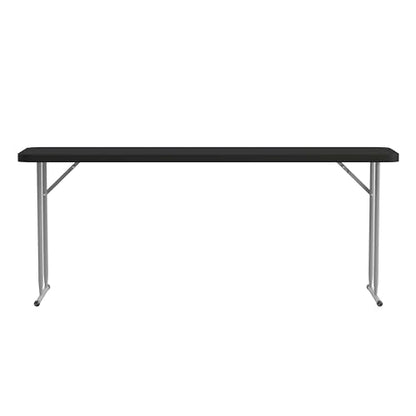 EMMA + OLIVER 6-Foot Black Plastic Folding Table | Lightweight, Easy Storage, Event and Banquet Table - color: Black