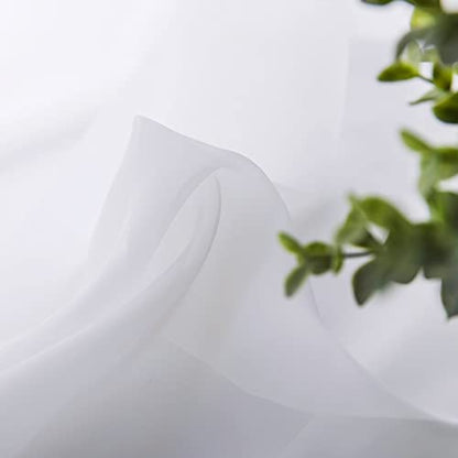 MIULEE 2 Panels Kitchen Tiers Half Window Sheer Curtains 29 X 36 Inch White | Rod Pocket, Voile Drapes, Kitchen, Bathroom, Small Windows, Tiers - color: White, size: 29"W x 36"L (Pack of 2)