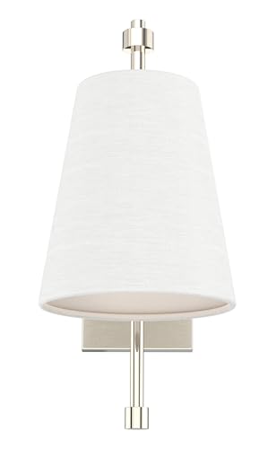 1-Light Wall Sconce, Polished Nickel Finish, Fabric Linen Shade, Adjustable Swing Arm, Hardwired Wall Mounted Light Fixture for Bedside, Living Room, Bathroom, Versatile Home Décor - color: Polished Nickel, size: 1 Pack