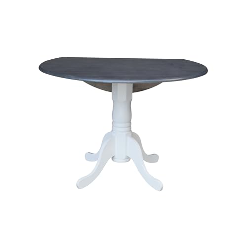 International Concepts Inch Dual 42 Drop Leaf Dining Table, White/Heather Gray - color: White/Heather Gray