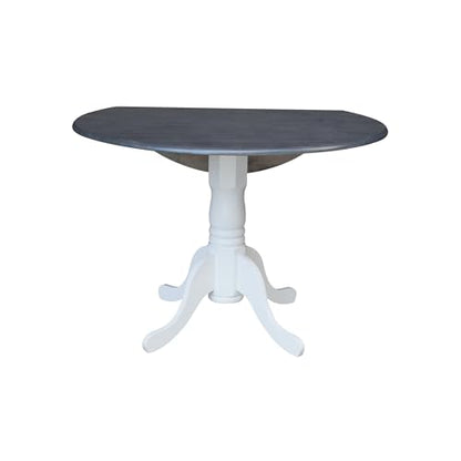 International Concepts Inch Dual 42 Drop Leaf Dining Table, White/Heather Gray - color: White/Heather Gray