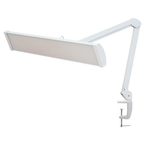 32-Inch LED Architect Desk Lamp with Clamp, 50W 4500LM, White | 342 SMD LEDs with reinforced dual metal arms deliver eye-caring lighting and 5 brightness levels for drafting and reading