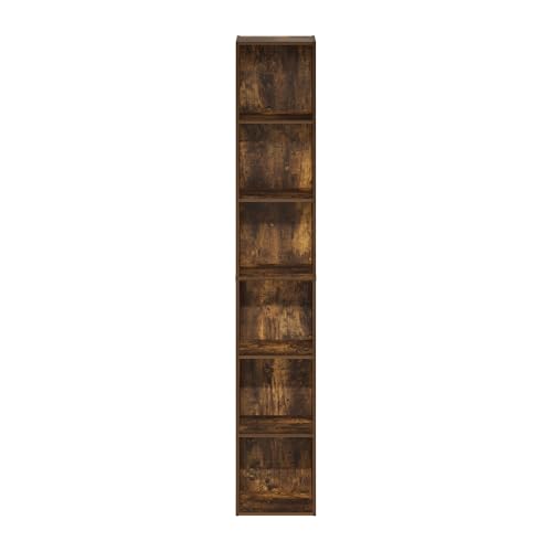 Furinno LUDER Book Shelf, 6-Tier Tall Modern Bookshelf, Bookcase with Open Shelves, 9.3 x 12 x 71, for Living Room, Bedroom, Home Office, Amber Pine - color: Amber Pine, size: 6-Tier, 12.1-Inch Width