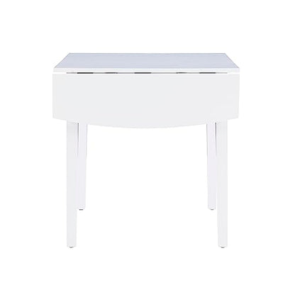 Torino Three Piece Drop Leaf Dining Set in White with Beige Upholstered Seats by Linon - color: White Set