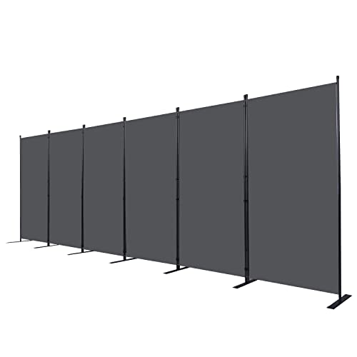 Room Divider, 6 Panel Folding Privacy Screens with Wider Feet, Grey | 204" W X 71" H Room Divider Panel, Stable Frame Structure, Flexible Space Separator, Portable wall divider for Room Partition - color: Grey, size: 34"- 6 Panel