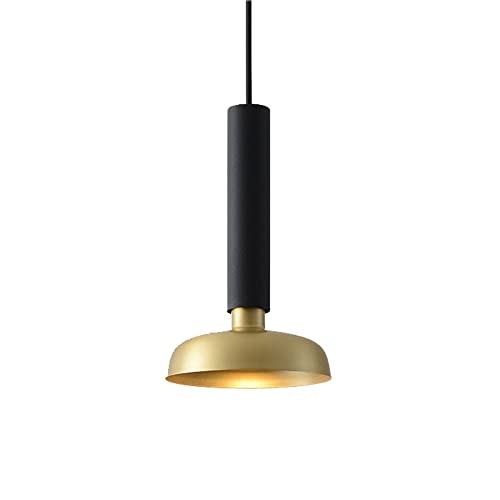 Brass Metal Material LED Pendant Lights Simple Golden Finish Home Hanging Lamp Bedroom Headboard Mini Chandelier Adjustable Height Ceiling Lamp Restaurant Decoration Light Fixture - color: Black