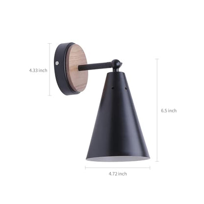 MWZ Rustic Farmhouse Black Metal and Wood Wall Sconce Adjustable Lamp，2 Pack,Rustic Wall Lighting Fixture for Bedroom, Living Room, Headboard, Garage, Porch - color: Wooden and Black