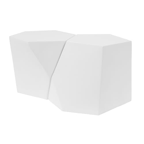 Irregular Nesting Coffee Table Set of 2, Modern Hexagon Side Table, MGO End Table Accent Tables for Living Room Apartment Balcony Office, White - color: 30.25" White