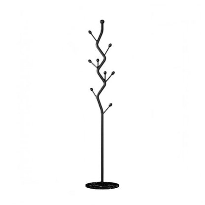 Black Tree Meta Coat Rack with Marble Base Freestanding Hall Tree | Multi-Hook Entryway Organizer for Hallway, Bedroom, Living Room (All Black) - color: All Black