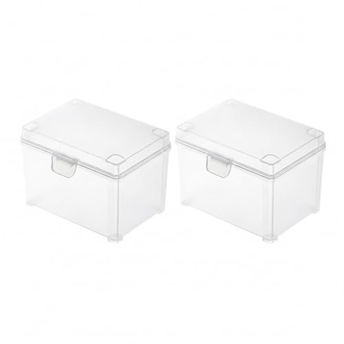 2-Pack Clear Plastic Storage Bins with Lids - Stackable PP Organizer Boxes for Drawers, Pantry, Closet & Desktop