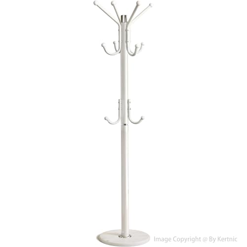Kertnic Modern Coat Rack Freestanding with Natural Marble Base & Sturdy Metal Frame, 11 Hooks Hall Tree for Jackets, Hats, Bags, Entryway Organizer for Bedroom, Living Room, Closet (11 hooks-White) - color: 11 hooks-White
