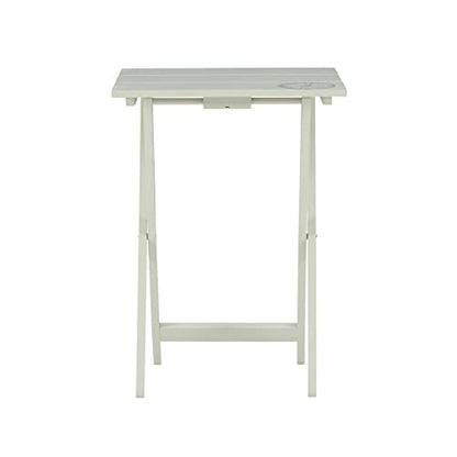 Linon Home Décor Atlas Compass Set Tray Table, Gray - color: Light Gray