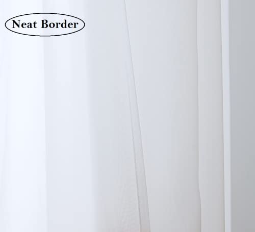 PI Transparent Sheer Curtains with Ring Top for Living Room/Bedroom 2 Panels (W52 X L145, Optical White) - color: Optical White, size: 52"W x 145"L (Pack of 2)