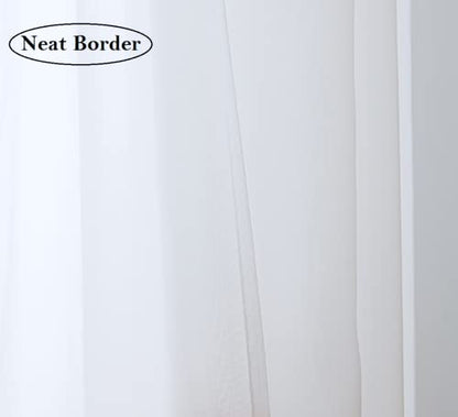 PI Transparent Sheer Curtains with Ring Top for Living Room/Bedroom 2 Panels (W52 X L145, Optical White) - color: Optical White, size: 52"W x 145"L (Pack of 2)