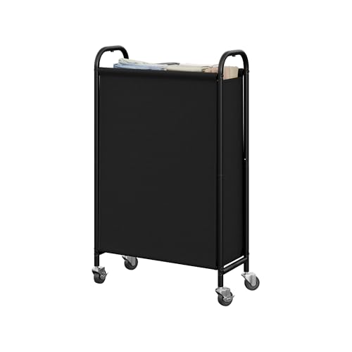 GRANNY SAYS Laundry Hamper, Slim Basket with Wheels and Handles, Black, 80L | Heavy Duty Metal Frame, Silent Rolling Cart for Clothes in Bedroom, Bathroom, Dorm - color: Black, size: 80L