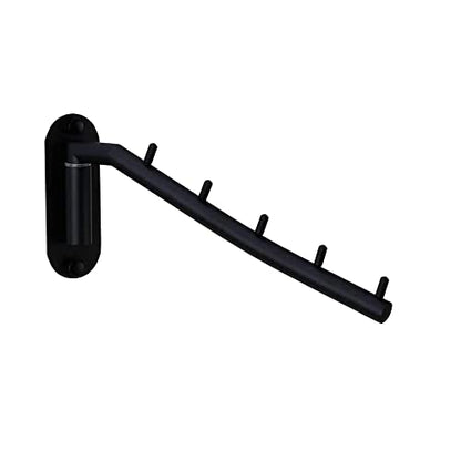 Wall Mounted Wall Folding Clothes Hanger Rack, Detachable Sturdy Swing Arm Coat Hanger Stainless Steel Clothes Hook, Laundry Room Space Saving Clothing Hanging System Heavy Bathrooms Rack Towel Hanger - color: Black, size: Black-Hooks