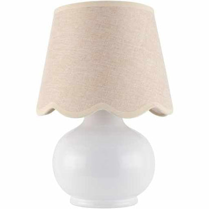 Benton Ceramic Table Lamp with Fabric Shade – 13" Bedside Accent Lamp for Bedroom, Living Room & Nightstand (Beige Cream) - color: Beige Cream