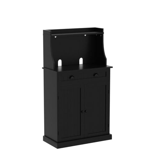ARTPOWER 54" Kitchen Microwave Cabinet/Stand with Storage and Drawers, Pantry Storage Cabinet with Hutch & Adjustable Shelves for Kitchen, Dining Room, Living Room, Hallway in Black - color: Black