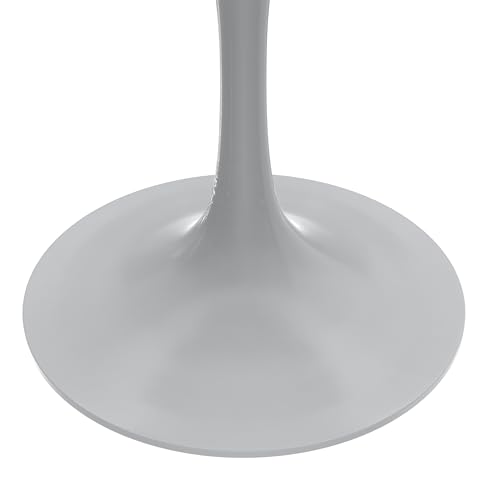 LeisureMod Verve Modern Round Dining Table,Tabletop with Pedestal Base, Contemporary Kitchen & Dining Room Table, Mid-Century Breakfast Nook Table (White Base, Dark Maple) - color: Dark Maple Wood, size: 27 inch Wide