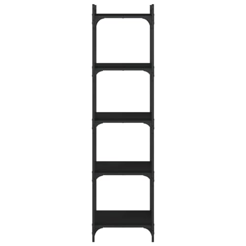 5-Tier Bookshelf Industrial Bookcase with Metal Frame, Storage Rack Display Shelf for Living Room, Bedroom, Home Office, 15.7 x 11.8 x 60.6 Inches, Black - color: Black 4