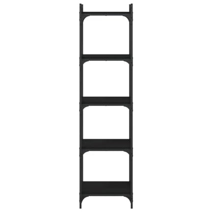 5-Tier Bookshelf Industrial Bookcase with Metal Frame, Storage Rack Display Shelf for Living Room, Bedroom, Home Office, 15.7 x 11.8 x 60.6 Inches, Black - color: Black 4