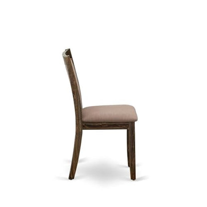 East West Furniture MZC7T48 Monza Parson Dining Chairs - Coffee Linen Fabric Padded Chairs, Set of 2, Distressed Jacobean - color: Mzc7t48