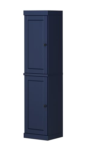 Solid Wood Kitchen Pantry - Narrow Storage Cabinet - Raised Panel Doors, Adjustable Shelves, Navy Blue, 16.5" Wide x 71.5" Tall, 100% Eco-Friendly Wood, Modular Pantry Cabinet Systems - color: Navy Blue, style: Raised Panel Doors