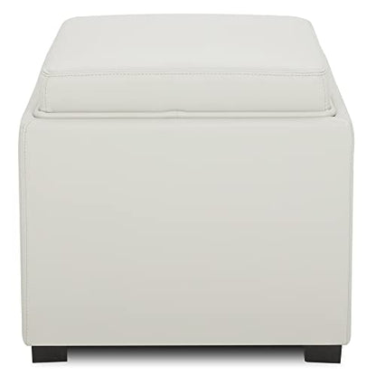 CHITA Storage Ottoman Cube with Tray Lid, Small Footstool with Storage, Square End Table for Living Room and Bedroom, Faux Leather in Light Gray - color: Light Gray