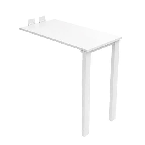 Wall Mounted Folding Table, 29.52" White Wood Folding Dining Table, Space Saving Folding Table with 132 LBS Capacity for Small Apartment Home Office Dining Room, White