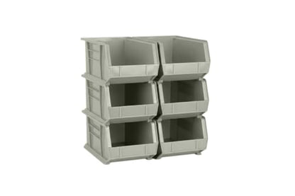 15" x 8" x 7" (6 Pack) Plastic Stackable Storage Bin, Gray/Brown - color: Gray/Brown, size: 6 Pack