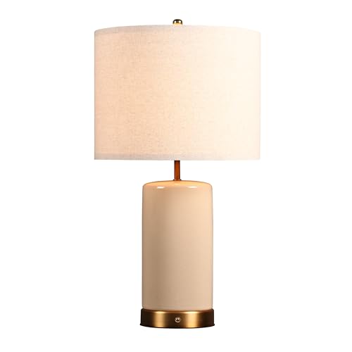 O’Bright Dune - Battery Powered Table Lamp, Rechargeable Cordless Ceramic Lamp, Full-Size 24 Inch Height, 4-Level Dimming, Smart Safety Protection, Type-C Fast Charging, LED Bulb Included, Cream White - color: Cream White, size: 24-inch