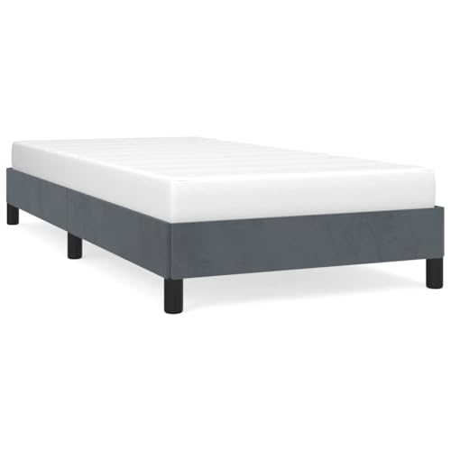 Modern Twin Bed Frame, Upholstered Velvet Platform Bed with Engineered Wood Support, Dark Gray Single Size Mattress Foundation for Bedroom - color: Dark Gray, size: Twin & 9.8"