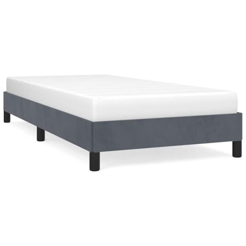 Twin XL Bed Frame Dark Gray Velvet Upholstered Platform Bed with Engineered Wood Legs Low Profile Bedroom Furniture - color: Dark Gray, size: Twin XL & 9.8"