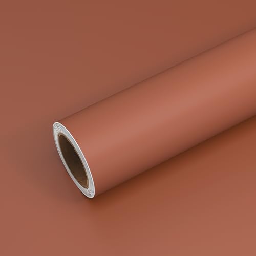 VEELIKE Thick Burnt Orange Peel and Stick Wallpaper Boho Removable Orange Contact Paper for Cabinets Shelves Walls 15.7''x118'' Self Adhesive Renter Friendly Vinyl Wallpaper for Bedroom Living Room - color: Burnt Orange, size: 15.7" x 118"
