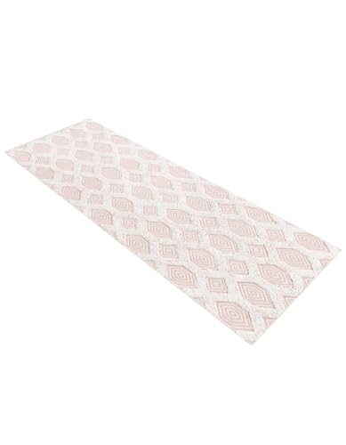 Rugs.com - Sabrina Soto Casa Rug – 6 Ft Runner Pink Cotton Textured Runner Modern Geometric Design for Hallways and Entryways - color: Pink, size: 2'3" x 6' (Runner)