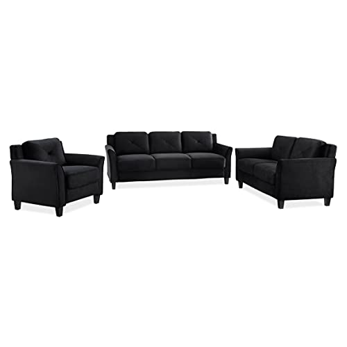 Studio Living Harrington 57.9" Loveseat, Transitional Modern, Pocket Coil Comfort, Easy Assembly, Microfiber Fabric, Black - color: Black, size: Loveseat