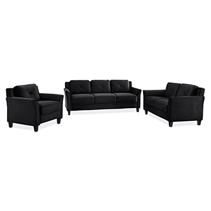 Studio Living Harrington 57.9" Loveseat, Transitional Modern, Pocket Coil Comfort, Easy Assembly, Microfiber Fabric, Black - color: Black, size: Loveseat