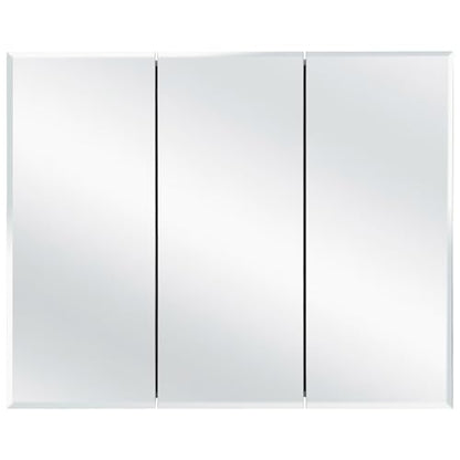 Design House Cyprus Medicine Cabinet, 3 Frameless Mirrored Doors, 2 Adjustable Shelves, Pre-Assembled, Surce or Recess-Mounted, White, 36.3 in. W x 4.4 in. D x 30.1 in. H, 590265 | Adjustable Shelves, Wall Mount, Contemporary/Modern, Wood, Bath, 590265 -