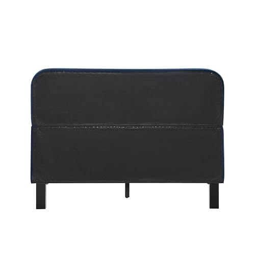 Studio Living® Adaline Upholstered Bed, Full Size, USB A + C Power, Storage Sleeve, Velvet Fabric, Navy - color: Navy, size: Full