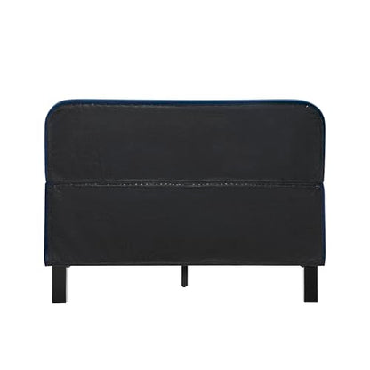 Studio Living® Adaline Upholstered Bed, Full Size, USB A + C Power, Storage Sleeve, Velvet Fabric, Navy - color: Navy, size: Full