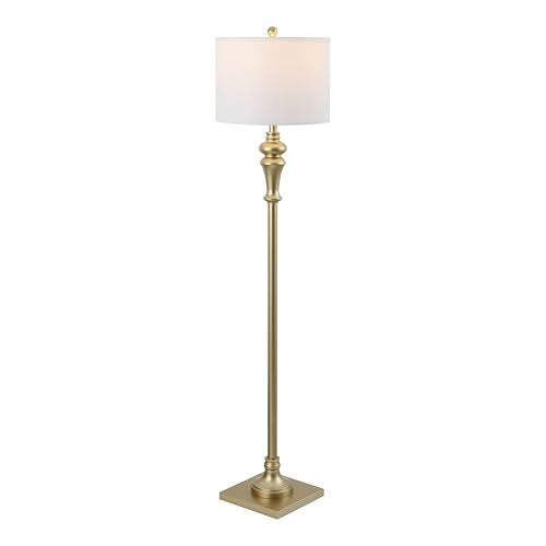 SAFAVIEH Lighting - Norla 61-Inch Standing Floor Lamp - Gold - Fabric Drum Shade - Traditional Slim-Pole Design - Ideal for Living Room, Bedroom, Home Office - LED Bulb Included (FLL4082C) - color: Gold