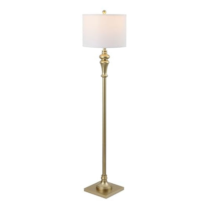 SAFAVIEH Lighting - Norla 61-Inch Standing Floor Lamp - Gold - Fabric Drum Shade - Traditional Slim-Pole Design - Ideal for Living Room, Bedroom, Home Office - LED Bulb Included (FLL4082C) - color: Gold