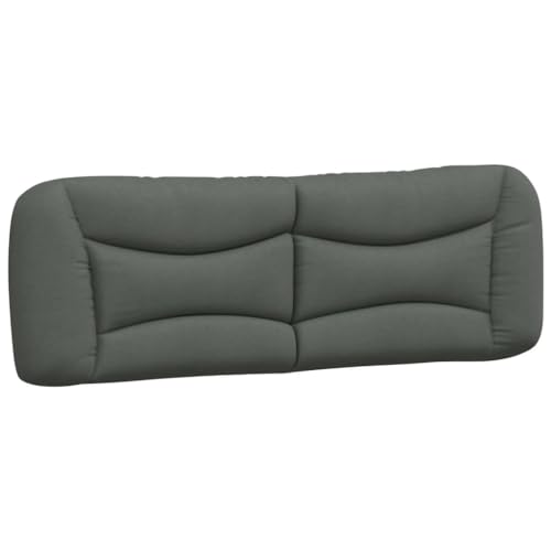 Wall Mounted Headboard Cushion, Dark Grey Upholstered Backrest Pillow for Bedroom Reading, Striped Waveform Fabric Bed Head Support, 61 x 19 Inch - size: 60.2" & 1