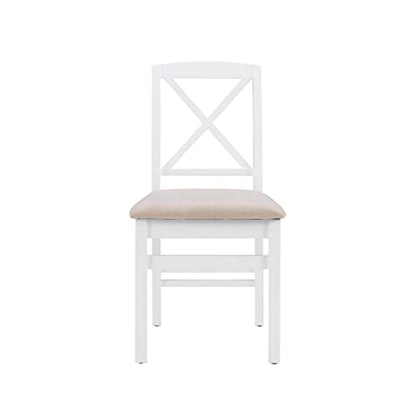 Torino Three Piece Drop Leaf Dining Set in White with Beige Upholstered Seats by Linon - color: White Set