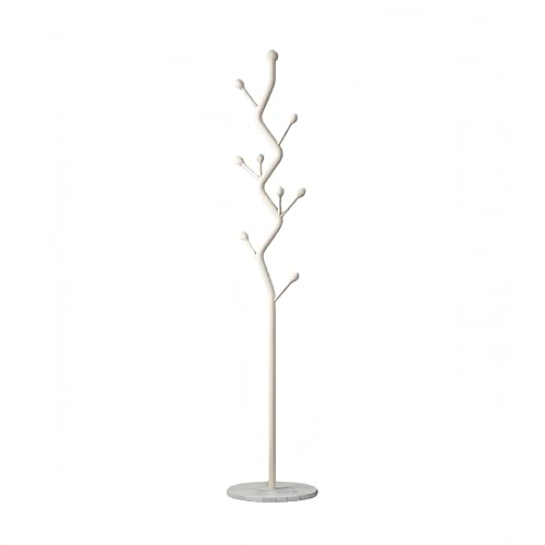 OffWhite Tree Meta Coat Rack with Marble Base Freestanding Hall Tree | Multi-Hook Entryway Organizer for Hallway, Bedroom, Living Room (Off-White) - color: Off-White