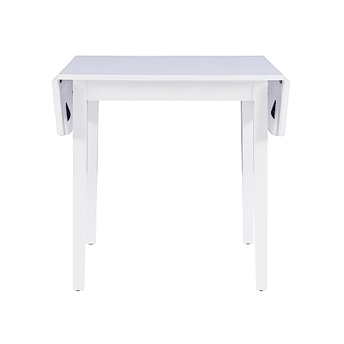 Torino Three Piece Drop Leaf Dining Set in White with Beige Upholstered Seats by Linon - color: White Set
