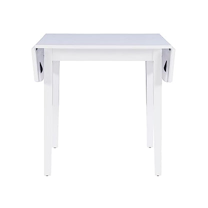 Torino Three Piece Drop Leaf Dining Set in White with Beige Upholstered Seats by Linon - color: White Set